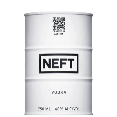 NEFT White Barrel Vodka 750ml — premium Austrian vodka in distinctive barrel-shaped bottle, 40% ABV