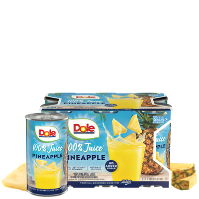 Dole All Natural 100% Pineapple Juice Can 6pk 6oz Cans
