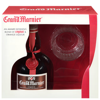 Grand Marnier Liqueur Gift Set W/Rocks Glass 750ml