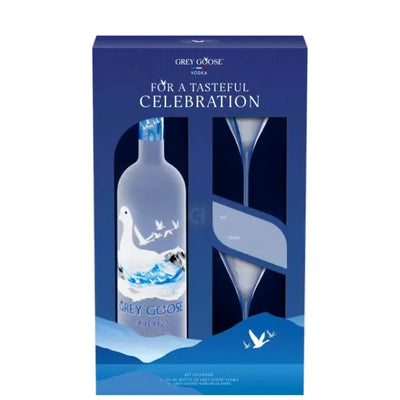 Grey Goose Vodka W/Two Martini Cocktail Glasses 750ml