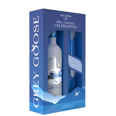 Grey Goose Vodka W/Two Martini Cocktail Glasses 750ml