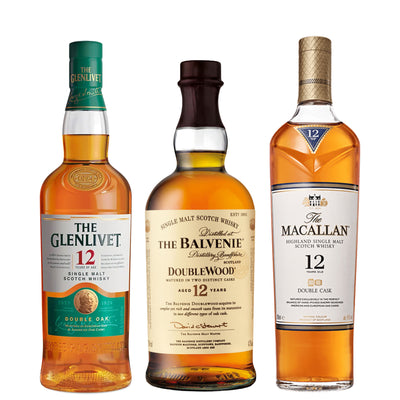 The Glenlivet 12 Yr & The Macallan 12 Yr & The Balvenie 12 Yr Scotch Whisky Bundle Package 750ml